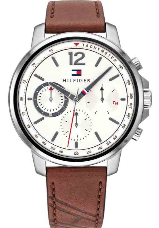Tommy Hilfiger Landon Chronograph White Dial Brown Leather Strap Watch for Men - 1791531 Buy Now By Tommy Hilfiger