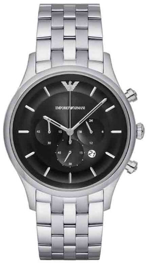 Emporio Armani Chronograph Black Dial Silver Steel Strap Watch For Men - AR11017 Buy Now By Emporio Armani