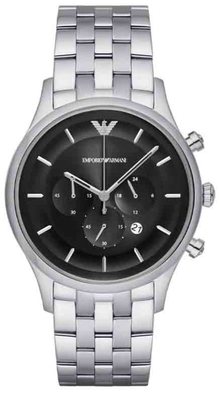 Emporio Armani Chronograph Black Dial Silver Steel Strap Watch For Men - AR11017 Buy Now By Emporio Armani