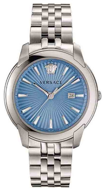 Versace V-Urban Light Blue Dial Silver Steel Strap Watch for Men - VELQ00419 Buy Now By Versace