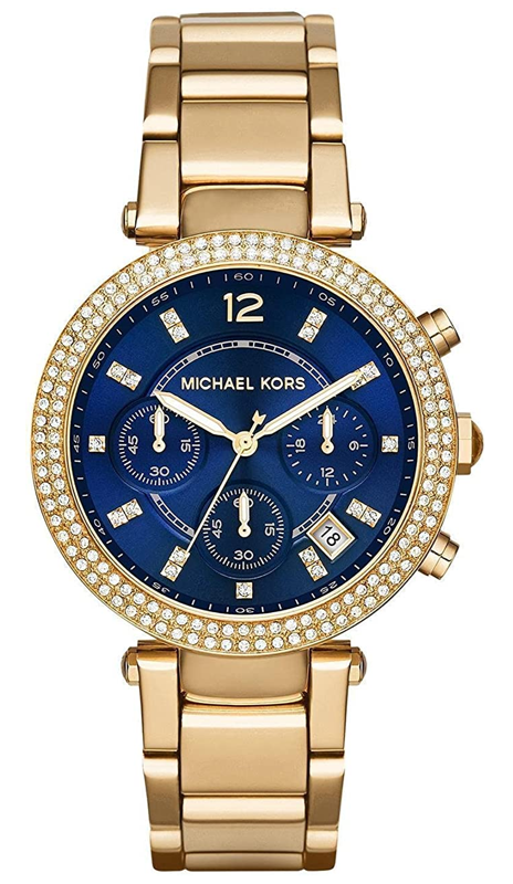 Michael Kors Parker Chronograph Blue Dial Gold Steel Strap Watch For Women - MK6262 Buy Now By Michael Kors