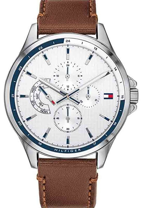 Tommy Hilfiger Multi Function Quartz White Dial Brown Leather Strap Watch for Men - 1791614 Buy Now By Tommy Hilfiger