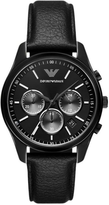 Emporio Armani Antonio Chronograph Black Dial Black Leather Strap Watch for Men - AR11583 Buy Now By Emporio Armani