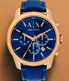 Armani Exchange Banks Chronograph Blue Dial Blue Leather Strap Watch For Men - AX1723 Buy Now By Armani Exchange