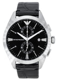 Emporio Armani Claudio Chronograph Black Dial Black Leather Strap Watch For Men - AR11542 Buy Now By Emporio Armani