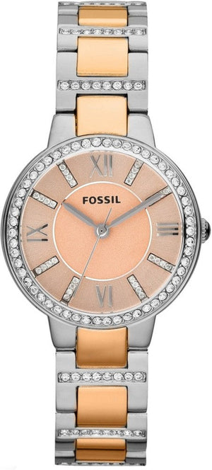 Fossil Virginia Rose Gold Dial Two Tone Steel Strap Watch for Women - ES3405 Buy Now By Fossil