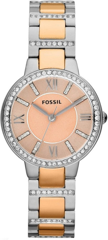Fossil Virginia Rose Gold Dial Two Tone Steel Strap Watch for Women - ES3405 Buy Now By Fossil