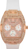 Guess Raven Diamonds Rose Gold Dial White Silicone Strap Watch for Women - GW0105L3 Buy Now By Guess