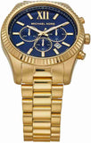 Michael Kors Lexington Chronograph Blue Dial Gold Steel Strap Watch for Men - MK9153 Buy Now By Michael Kors
