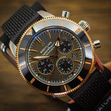 Breitling Superocean Heritage B01 Chronograph 44 Black Dial Black Mesh Bracelet Watch for Men - UB01621A1M1S1 Buy Now By Breitling