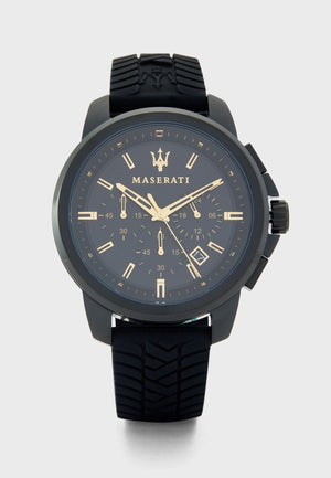 Maserati Successo Black Dial Black Rubber Strap Watch For Men - R8871621011 Buy Now By Maserati