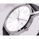 Calvin Klein City Date Silver Dial Black Leather Strap Watch for Men - K2G2G1C6 Buy Now By Calvin Klein