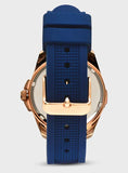 Guess Interpid White & Rose Gold Dial Blue Silicone Strap Watch For Women - W0325L8 Buy Now By Guess