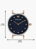 Emporio Armani Gianni T Bar Analog Blue Dial Black Leather Strap Watch For Women - AR1989 Buy Now By Emporio Armani