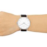 Calvin Klein Even White Dial Black Leather Strap Watch for Women - K7B211C6 Buy Now By Calvin Klein
