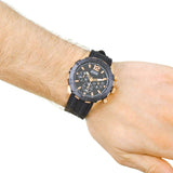 Guess Caliber Chronograph Black Dial Black Rubber Strap Watch for Men - W0864G2 Buy Now By Guess