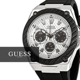 Guess Legacy White Dial Black Rubber Strap Watch For Men - W1049G3 Buy Now By Guess