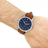 Fossil Minimalist Blue Dial Brown Leather Strap Watch for Men - FS5304 Buy Now By Fossil