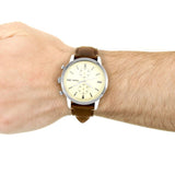 Fossil Townsman Chronograph White Dial Brown Leather Strap Watch for Men - FS5350 Buy Now By Fossil
