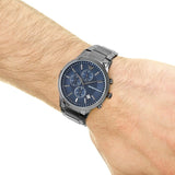 Emporio Armani Renato Chronograph Blue Dial Grey Steel Strap Watch For Men - A11215 Buy Now By Emporio Armani