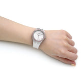 Guess Sparkling Silver Dial White Rubber Strap Watch For Women - GW0032L1 Buy Now By Guess