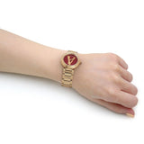 Versace Virtus Mini Quartz Red Dial Gold Steel Strap Watch For Women - VET300321 Buy Now By Versace