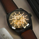 Fossil Everett Automatic Analog Black Dial Brown Leather Strap Watch for Men - ME3207 Buy Now By Fossil