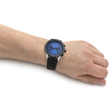 Emporio Armani Mario Chronograph Blue Dial Black Leather Strap Watch For Men - AR11522 Buy Now By Emporio Armani
