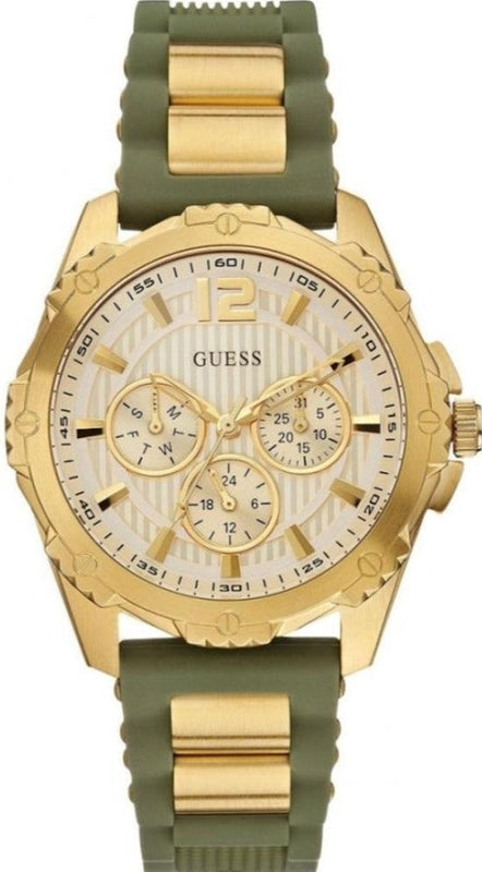 Guess Interpid 2 Golden Dial Two Tone Silicon Strap Watch For Women - W0325L5 Buy Now By Guess