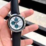 Emporio Armani Renato Chronograph Silver Dial Black Leather Strap Watch for Men - AR11473 Buy Now By Emporio Armani