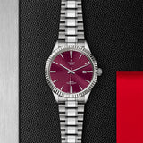 Tudor Style Automatic Burgundy Red Dial Silver Steel Strap Watch for Men - M12710-0015 Buy Now By Tudor