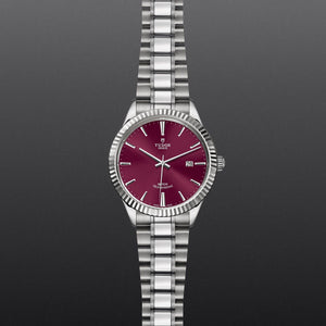 Tudor Style Automatic Burgundy Red Dial Silver Steel Strap Watch for Men - M12710-0015 Buy Now By Tudor
