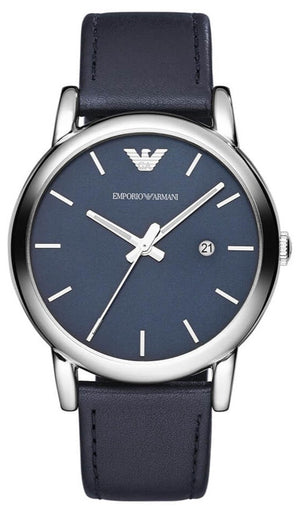 Emporio Armani Classic Quartz Blue Dial Black Leather Strap Watch For Men - AR1731 Buy Now By Emporio Armani