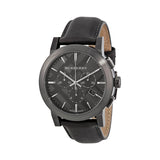 Burberry The City Chronograph Ion Plated Grey Dial Grey Leather Strap Watch for Men - BU9384 Buy Now By Burberry
