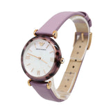 Emporio Armani Gianni Mother of Pearl Dial Purple Leather Strap Watch For Women - AR11003 Buy Now By Emporio Armani