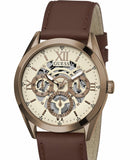 Guess Multi-Function Chronograph White Dial Brown Leather Strap Watch For Men - GW0389G8 Buy Now By Guess