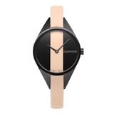 Calvin Klein Rebel Cream Black Dial Cream Leather Strap Watch for Women - K8P237X1 Buy Now By Calvin Klein