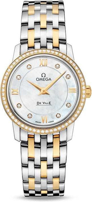 Omega De Ville Prestige Quartz Diamonds Mother of Pearl Dial Two Tone Steel Strap Watch for Women - 424.25.27.60.55.001 Buy Now By Omega