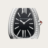 Bvlgari Serpenti Seduttori Diamonds Black Dial Silver Steel Strap Watch for Women - SERPENTI103449 Buy Now By Bvlgari