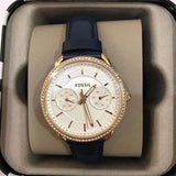 Fossil Tailor White Dial Blue Leather Strap Watch for Women - ES4394 Buy Now By Fossil