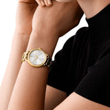 Michael Kors Runway Three-Hand White Dial Gold Steel Strap Watch for Women - MK7472 Buy Now By Michael Kors