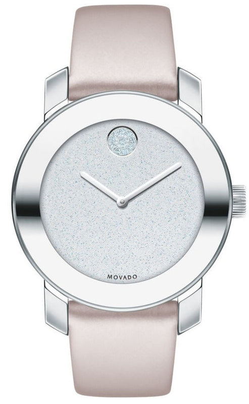 Movado Bold Glitter Silver Dial Pink Leather Strap Watch For Women - 3600522 Buy Now By Movado