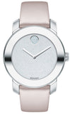 Movado Bold Glitter Silver Dial Pink Leather Strap Watch For Women - 3600522 Buy Now By Movado