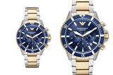 Emporio Armani Mario Chronograph Blue Dial Two Tone Steel Strap Watch For Men - AR11362 Buy Now By Emporio Armani