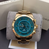Michael Kors Runway Stop Hunger Blue Dial Gold Steel Strap Watch for Men - MK8315 Buy Now By Michael Kors