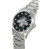 Gucci G Timeless Quartz Diamonds Black Dial Silver Steel Strap Watch For Women - YA1265024 Buy Now By Gucci
