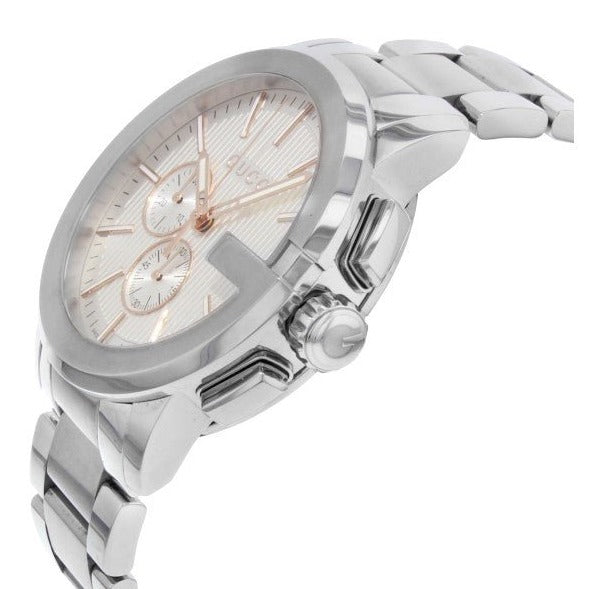 Gucci G Chrono Chronograph Silver Dial Silver Steel Strap Watch For Men - YA101201 Buy Now By Gucci