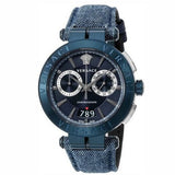 Versace Aion Chronograph Blue Dial Blue Leather Strap Watch for Men - VBR070017 Buy Now By Versace