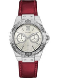 Guess Limelight Quartz Diamonds White Dial Red Leather Strap Watch For Women - W0775L11 Buy Now By Guess