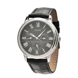 Guess Wafer Analog Black Dial Black Leather Strap Watch For Men - W70016G1 Buy Now By Guess